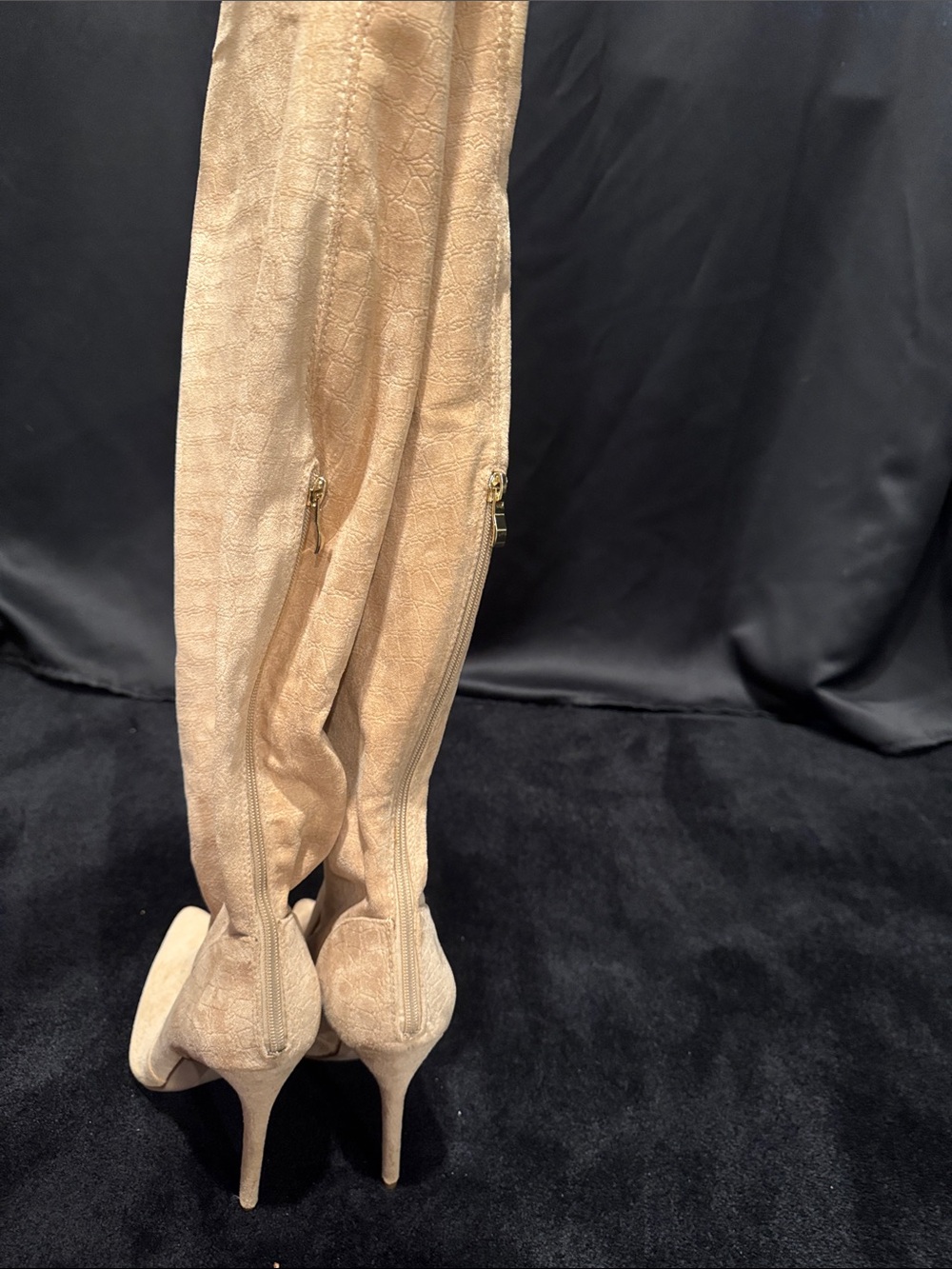 Neysa Natural suede thigh high stiletto heel boot size 11 - Picture 8 of 9